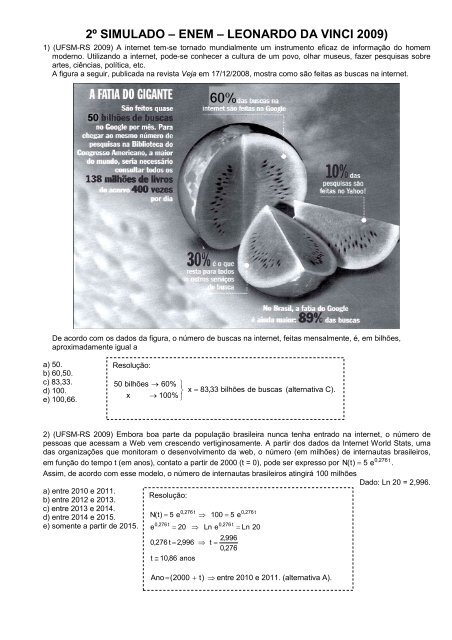 2º SIMULADO – ENEM – LEONARDO DA VINCI 2009)