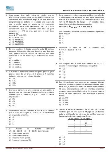 professor peb ii de matemática - Moura Melo