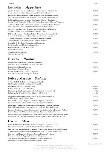 Carta Restaurante - Albatroz Hotels