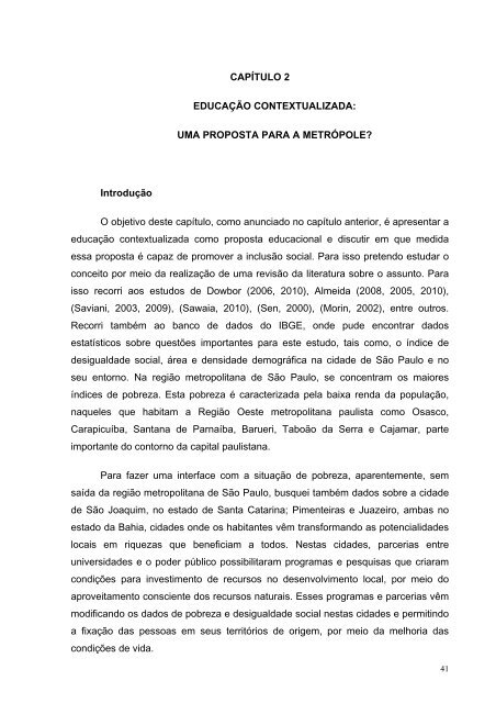 A educação contextualizada como instrumento de inclusão ... - Unicid