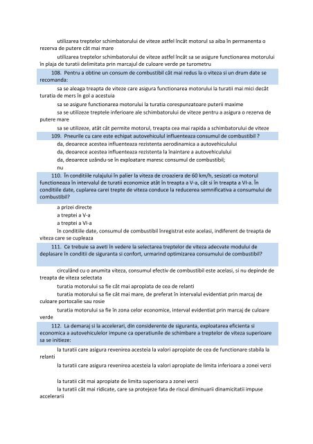 Intrebari conducatori auto marfa 1. Mecanica 001. La deplasarea în ...