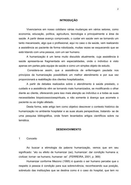 HUMANIZAÇÃO HOSPITALAR: conhecendo seu ... - Unisalesiano