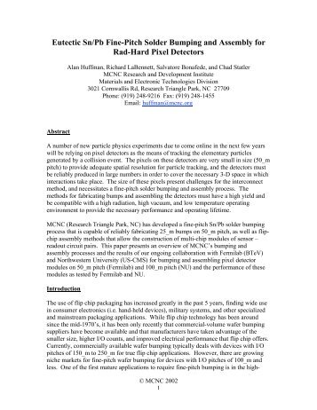 Eutectic Sn/Pb Fine-Pitch Solder Bumping and Assembly for ... - SLAC