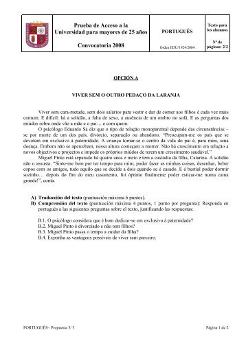 Prueba de Acceso a la Universidad para mayores de 25 años ...