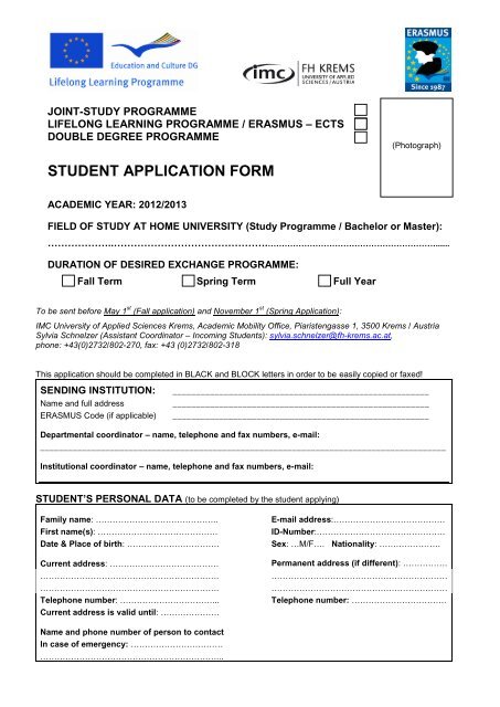 STUDENT APPLICATION FORM