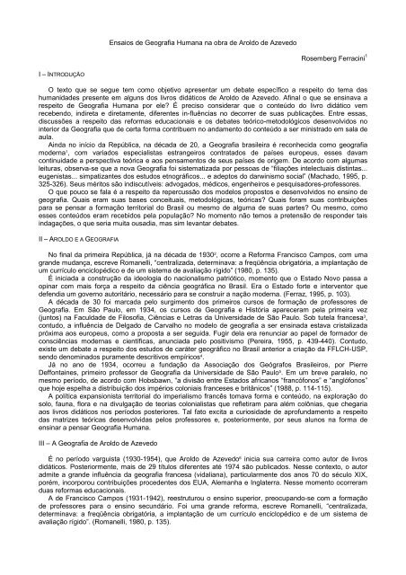 Ensaios de Geografia Humana na obra de Aroldo ... - Jornal O Lince