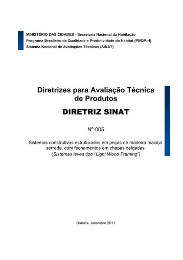 Diretriz SiNAT nº 005 - Ministério das Cidades