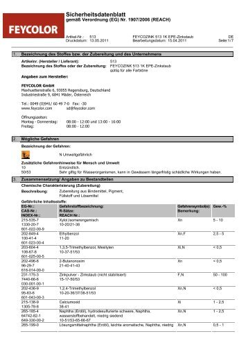 Sicherheitsdatenblatt - Feycolor Gmbh