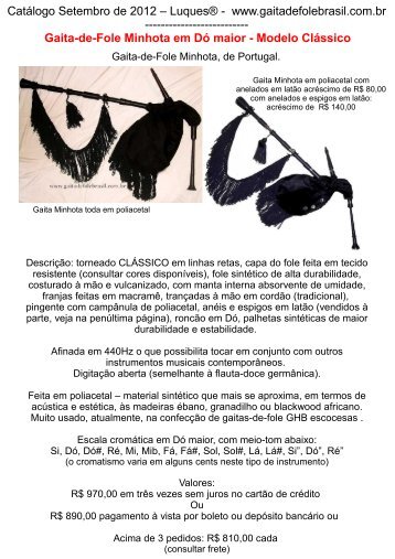 Gaita-de-Fole Minhota em Dó maior - Fabricante de Gaitas-de-Fole ...