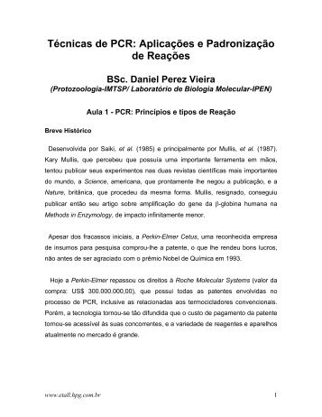 Técnicas de PCR: Aplicações e Padronização de Reações - FEA