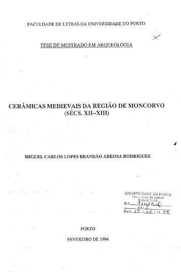 cerâmicas medievais da região de moncorvo - Repositório Aberto ...