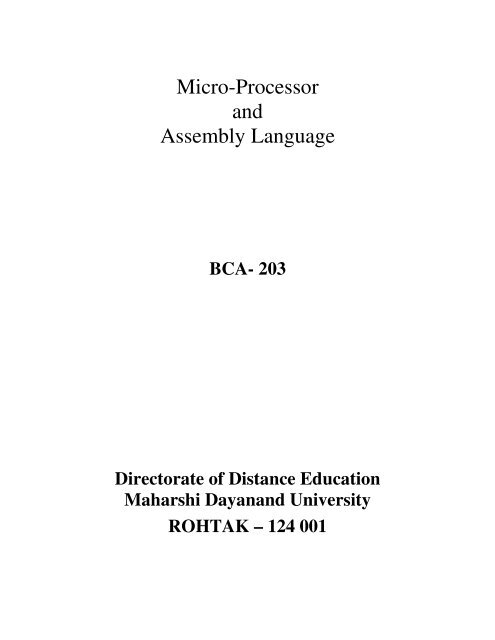 Micro-Processor and Assembly Language - Maharshi Dayanand ...