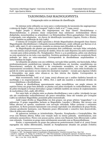 Taxonomia das Magnoliophyta.pdf - Departamento de Biologia - UFC