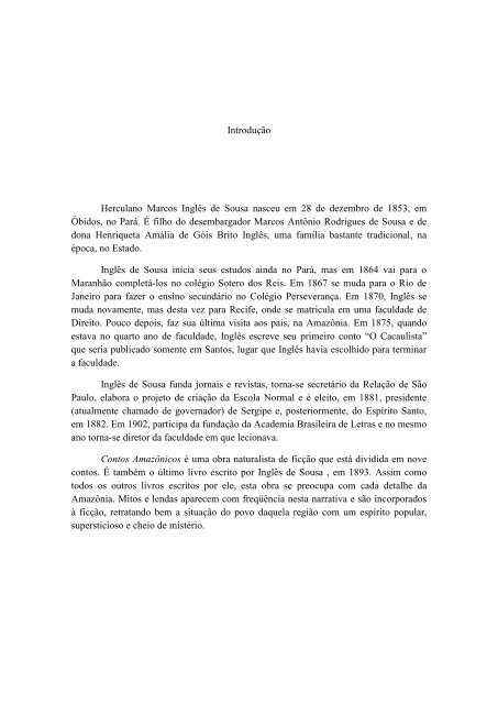 Inglês de Sousa na obra Contos Amazônicos: O homem na ... - UnB