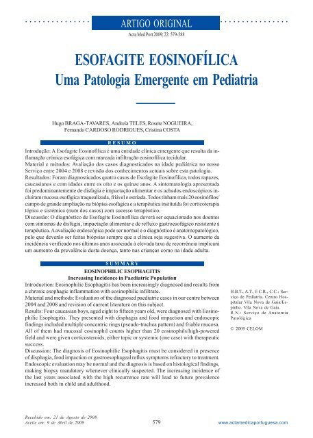 esofagite eosinofílica - Acta Médica Portuguesa