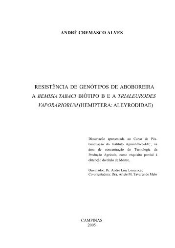 Resistência de genótipos de aboboreira a Bemisis tabaci ... - IAC