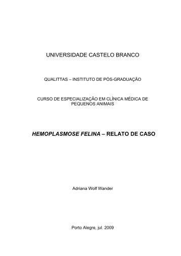 Hemoplasmose felina - relato de caso - Adriana Wolf ... - Qualittas