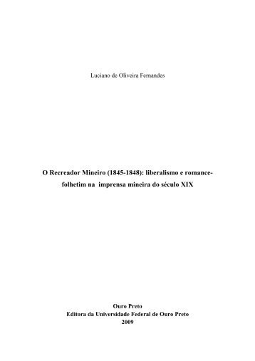 Livro - O Recreador Mineiro - ICHS/UFOP