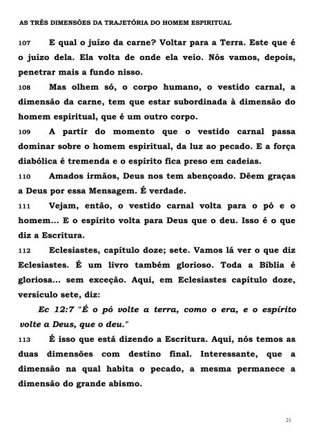 as tres dimensoes da trajetoria do homem espiritual - Tabernaculo