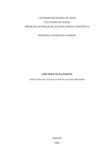 UNIVERSIDADE FEDERAL DE GOIÁS - Mestrado e Doutorado em ...