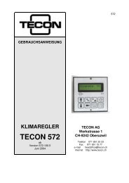 GEBRAUCHSANWEISUNG KLIMAREGLER TECON 572 - Tecon AG