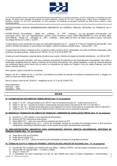 ESPELHO 10 – VIII EXAME DE ORDEM (OAB 2012.2)