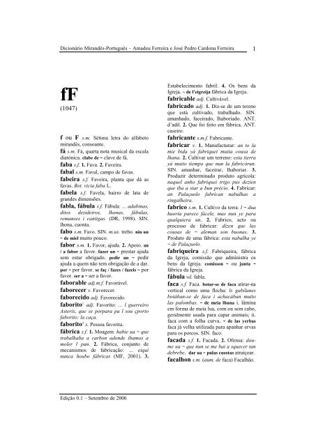 Letra F - Terra de Miranda