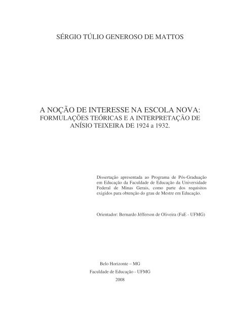 PDF) UNIVERSIDADE FEDERAL DE MINAS GERAIS Faculdade de Educação da