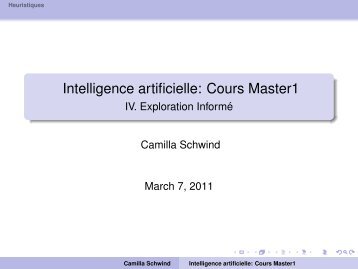 Intelligence artificielle: Cours Master1 - IV. Exploration Informé