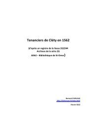 Tenanciers de Cléty en 1562 - Bernard CHOVAUX