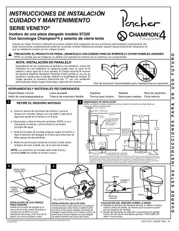 instrucciones de instalación cuidado y mantenimiento - Porcher