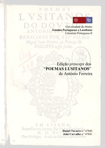 Edição princeps dos “POEMAS LUSITANOS” - Universidade do Minho