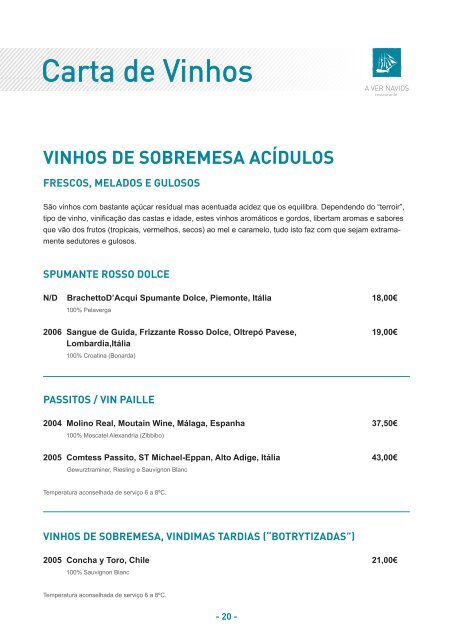 Consulte a nossa Carta de Vinhos - avernavios.pt