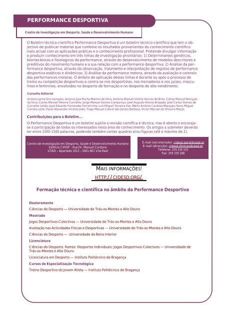 PERFORMANCE DESPORTIVA - cidesd - Utad