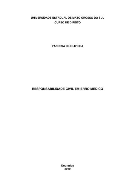 responsabilidade civil em erro médico - Universidade Estadual de ...