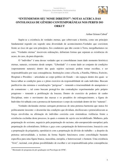 Arthur Grimm Cabral - Fazendo Gênero 10 - UFSC