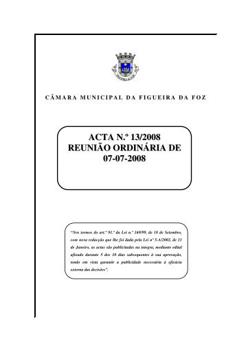 ACTA N.º 13/2008 REUNIÃO ORDINÁRIA DE 07-07-2008