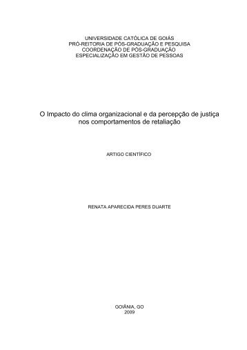 O Impacto do Clima Organizacional e da Percepcao - Cursos de ...