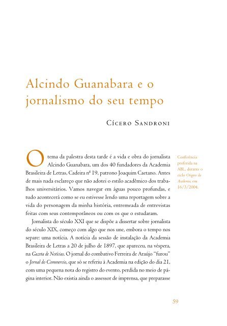 Ciclo Origens da Academia - Academia Brasileira de Letras