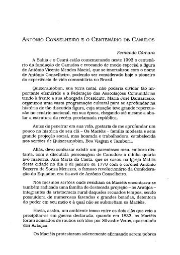 Antônio Conselheiro eo Centenário de Canudos - Instituto do Ceará