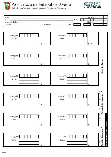 Ficha Jogo Futsal - Associação de Futebol de Aveiro