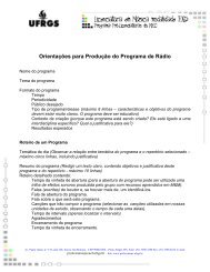 Orientações para Produção do Programa de Rádio - Ufrgs