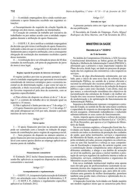 Decreto-Lei n.º 33/2012 - Secretaria-Geral do Ministério da Saúde