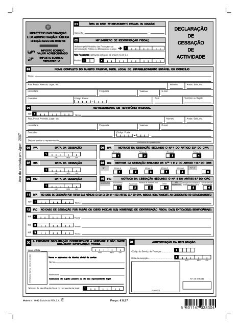 Declaração de cessação de actividade portal das finanças