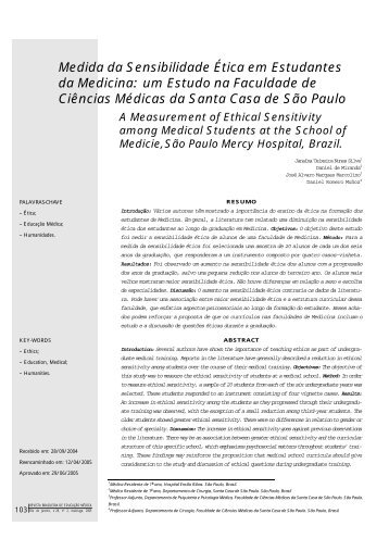 Medida da Sensibilidade Ética em Estudantes da Medicina: um ...