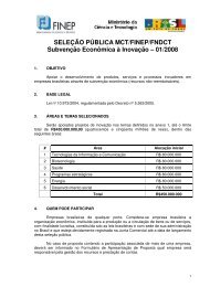 SELEÇÃO PÚBLICA MCT/FINEP/FNDCT Subvenção Econômica à ...