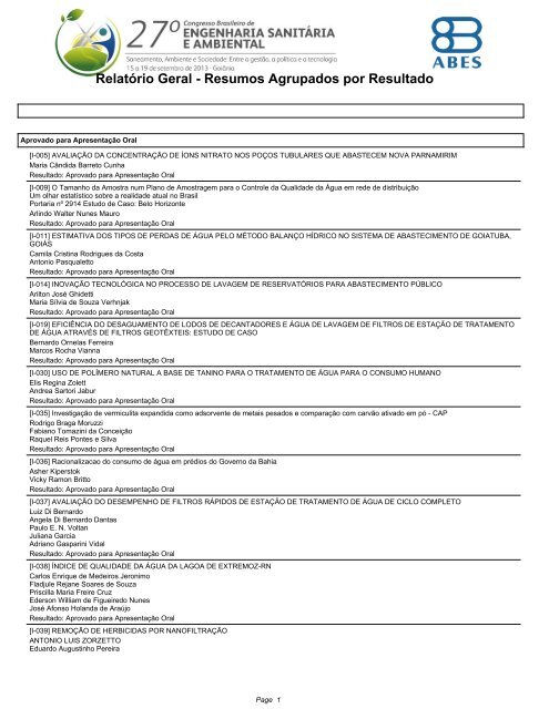 32° Congresso da ABES: Carta de Belo Horizonte - ABES