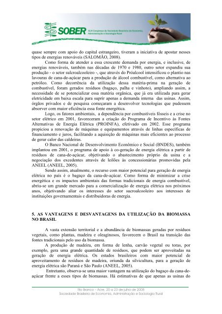 Alternativas para a geração de energia renovável no ... - SOBER