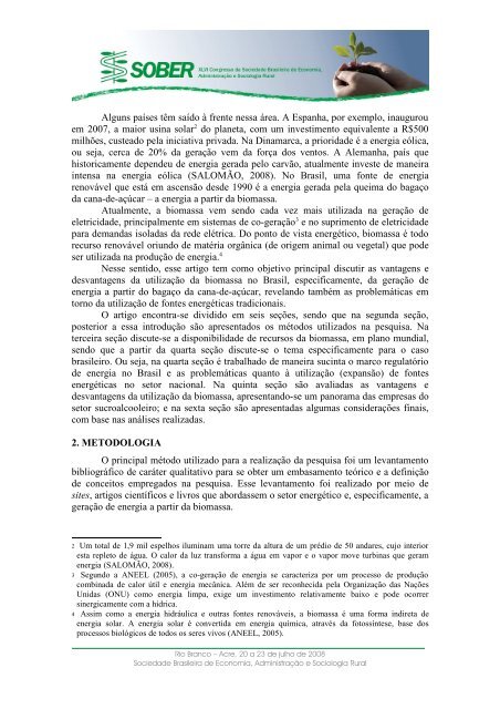 Alternativas para a geração de energia renovável no ... - SOBER