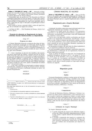 Publicação em Diário da República - Câmara Municipal de Valongo